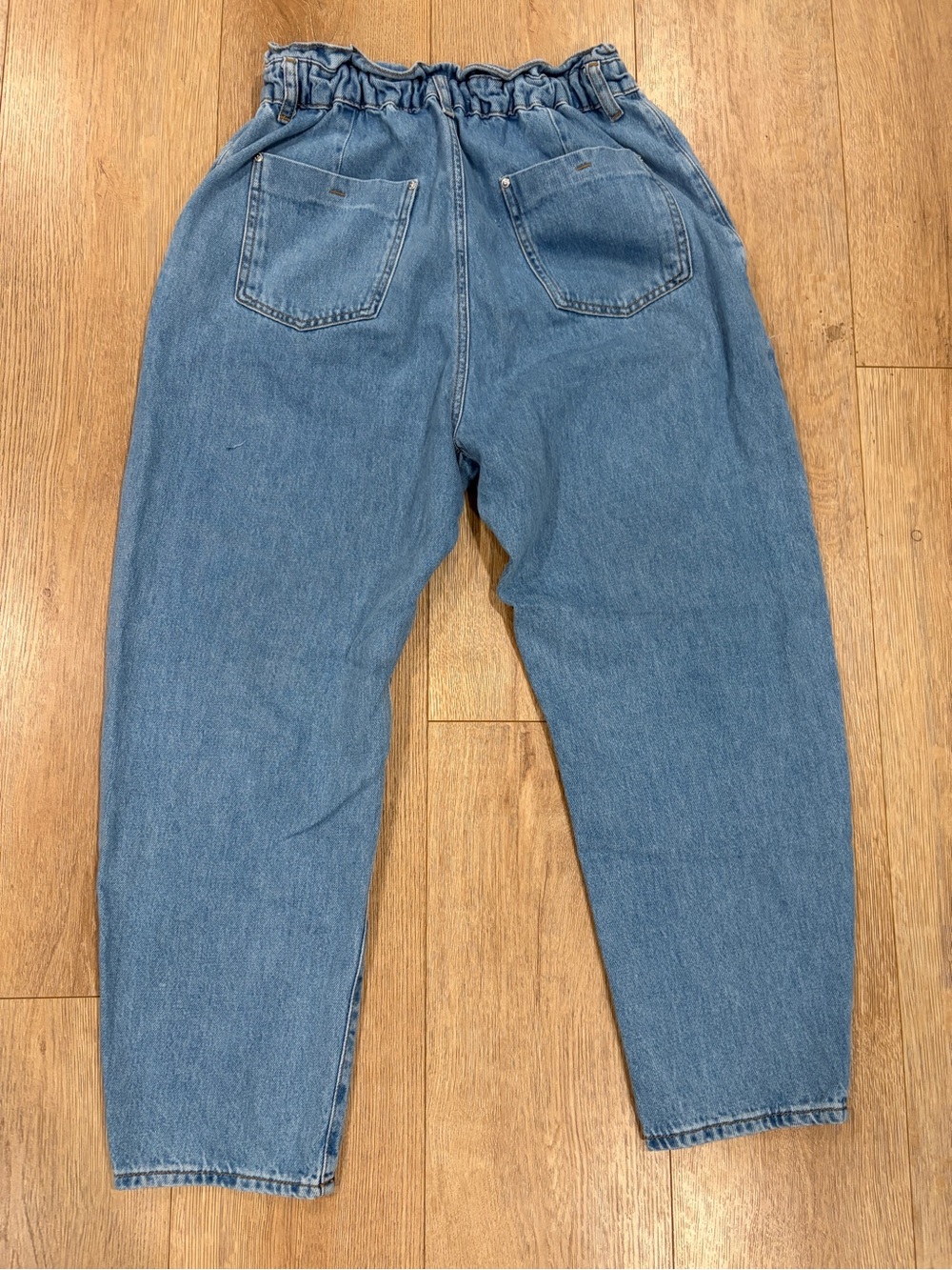 Zara High Rise Paperbag Balloon Jeans Medium Wash Size 8 - Picture 5 of 7